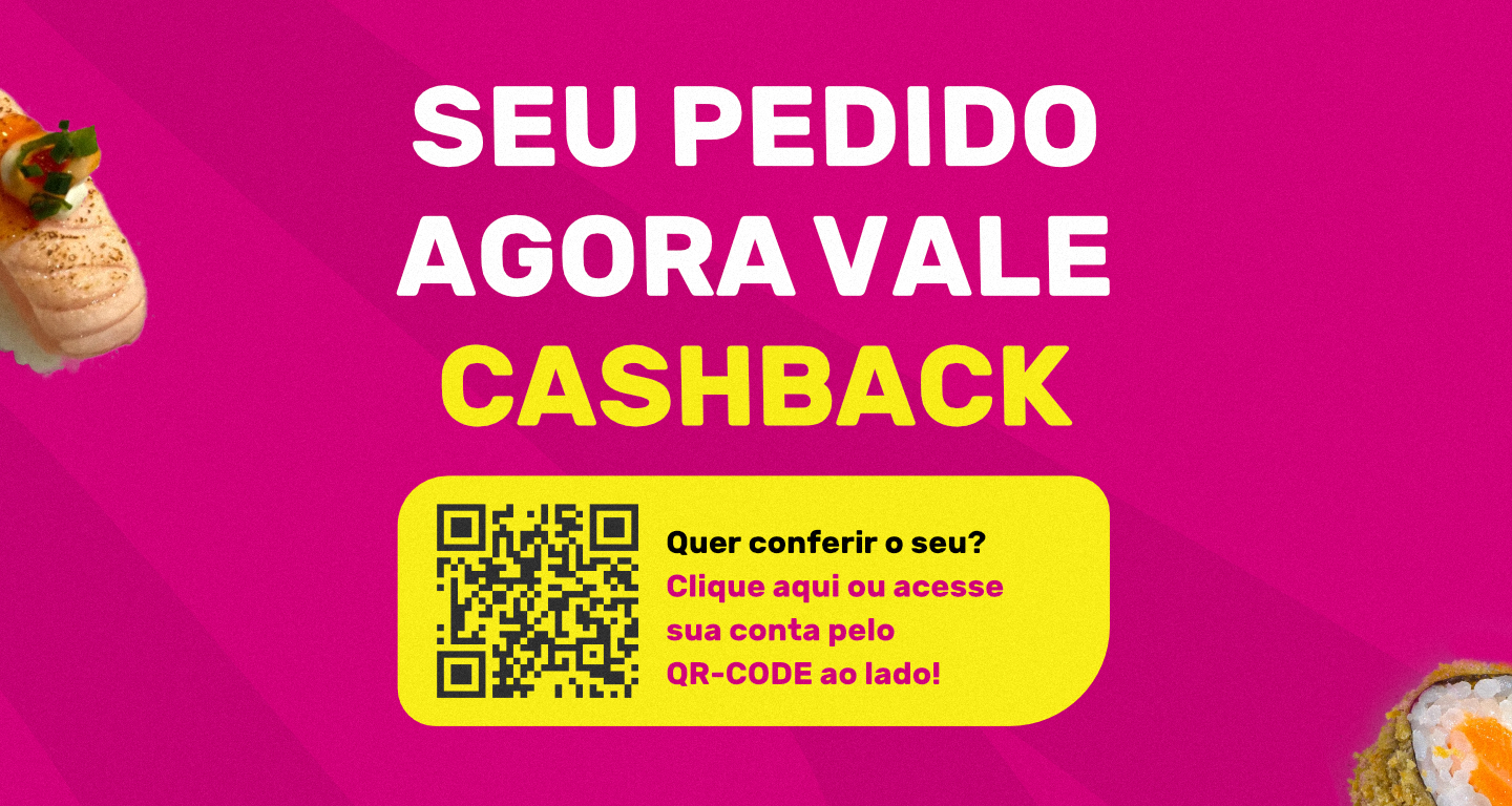 Seu pedido agora vale cahsback. Para acessar, clique no banner ou use o link ao lado https://minhaconta.sushi2you.com.br/.